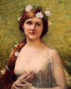 Young Woman with Morning Glories in Her Hair Jules Joseph Lefebvre